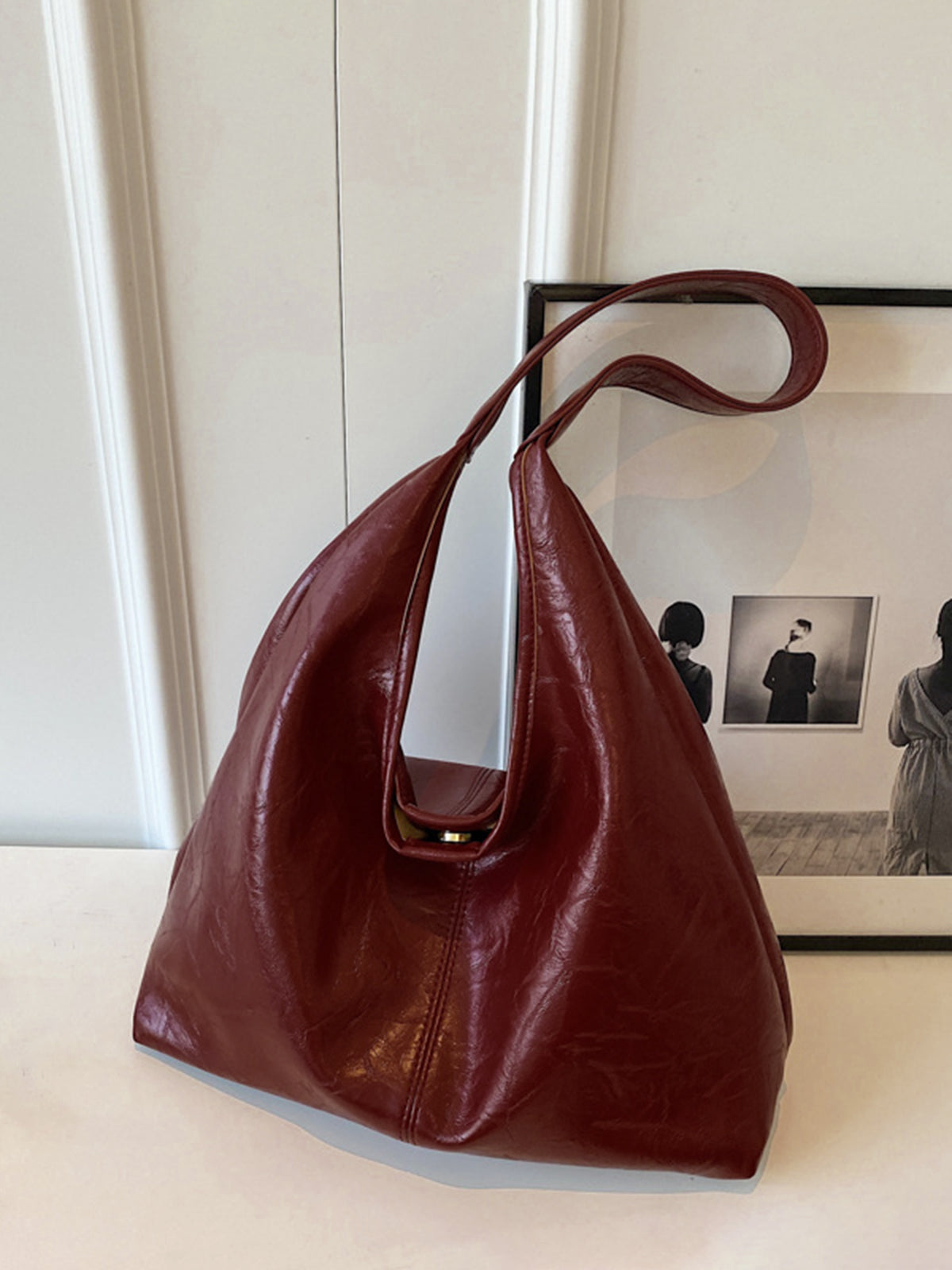 Borsa Hobo con chiusura a bottone per il tempo libero 