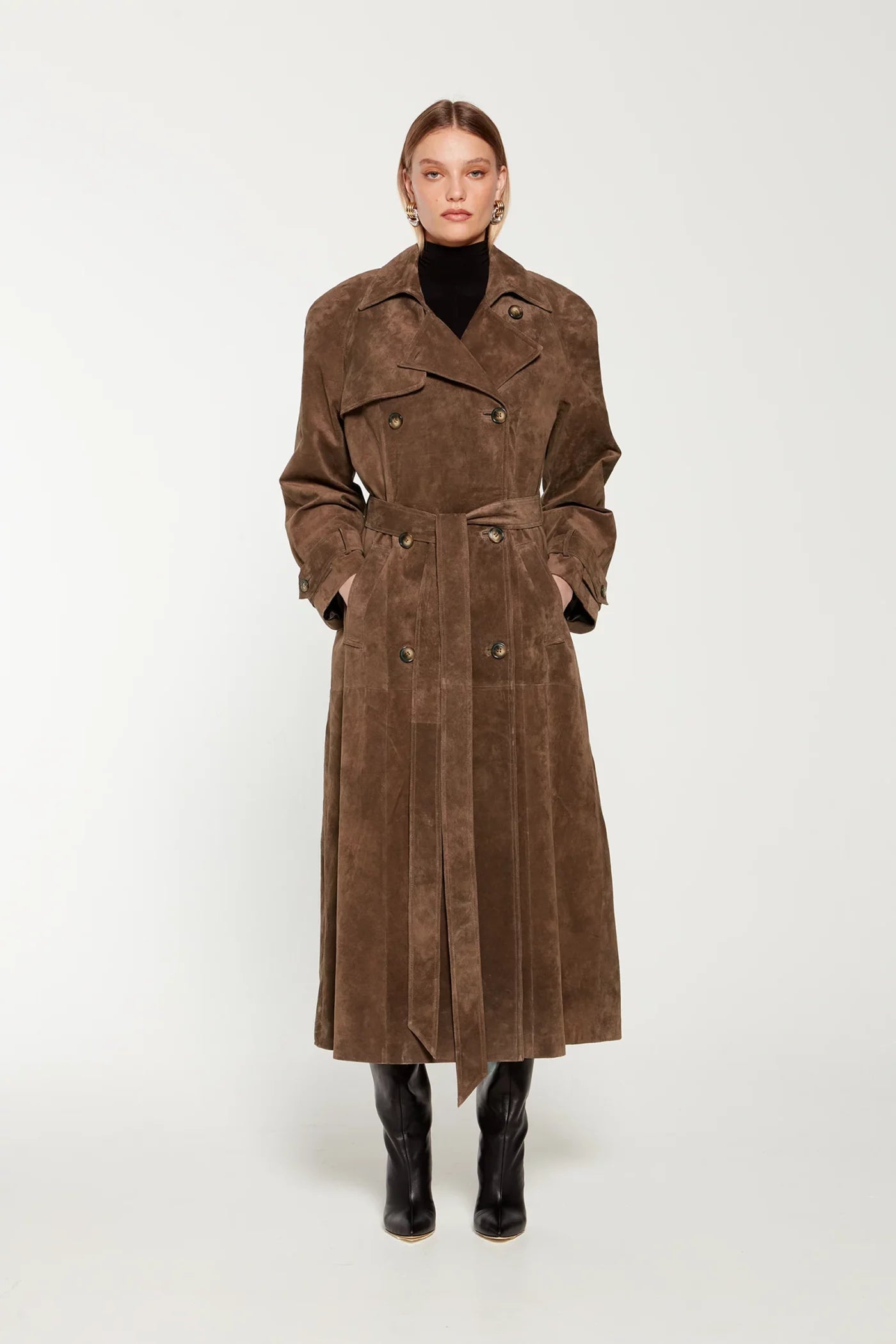 Molly - Imitation Suede Trench Coat