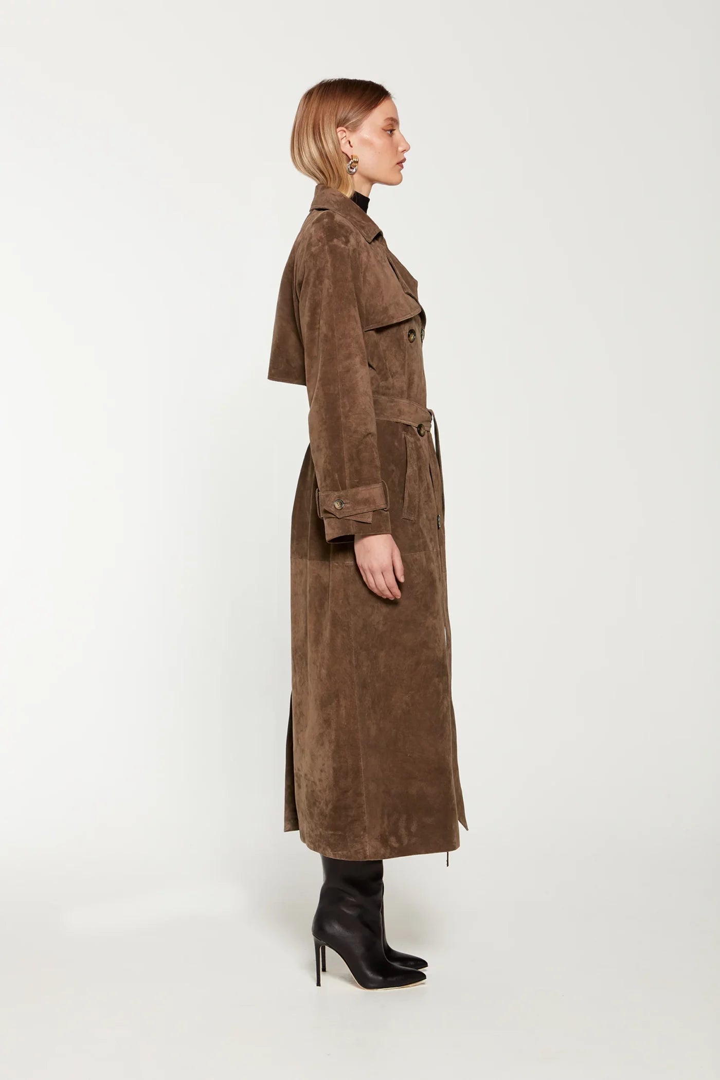 Molly - Imitation Suede Trench Coat