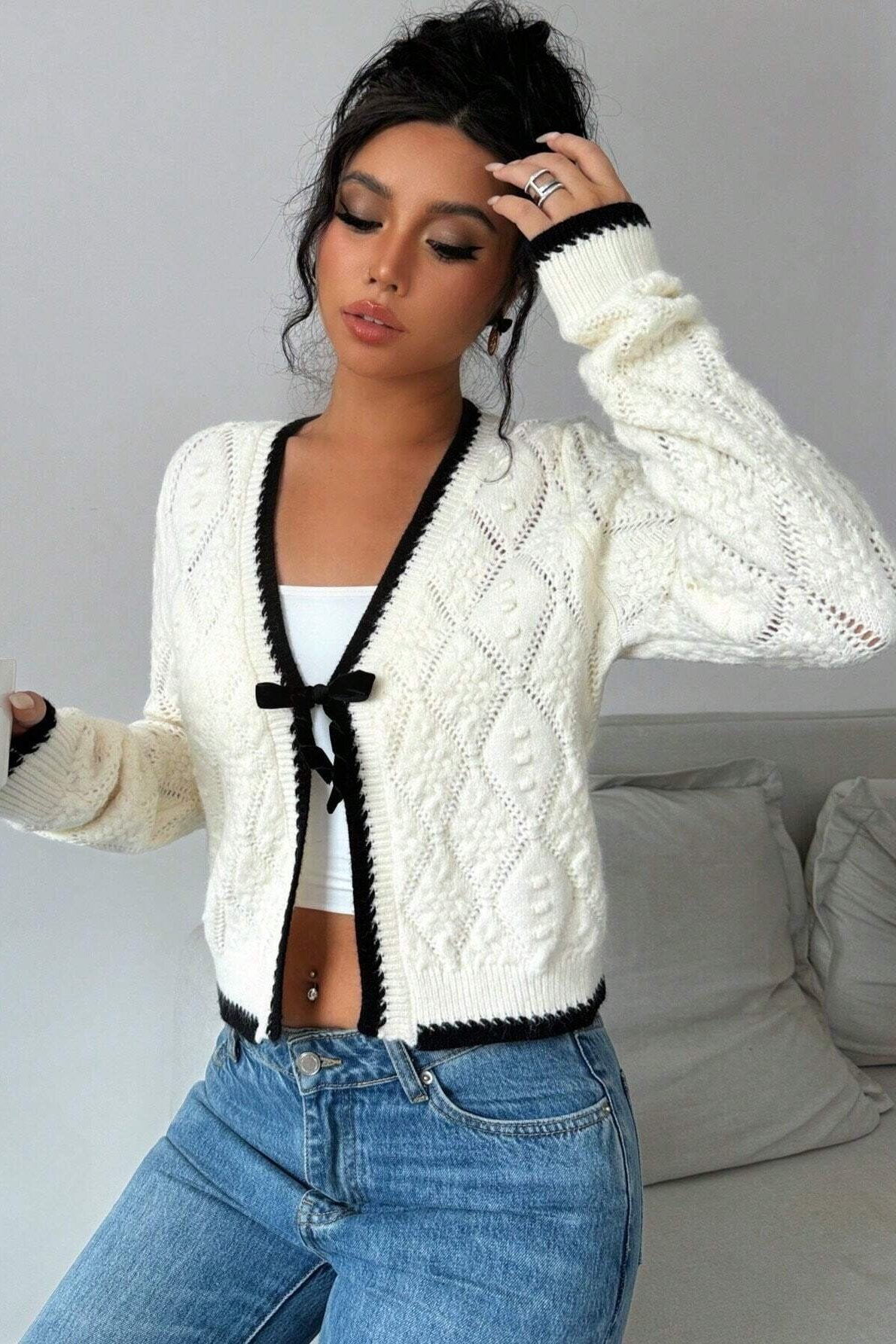 Cardigan sexy con scollo a V