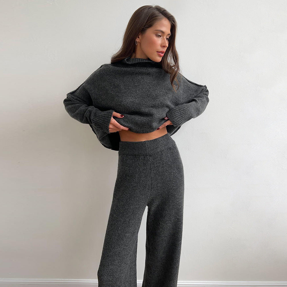 Laura Plain Turtleneck Knit Pants Set