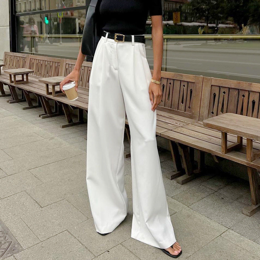 Olivia Solid Wide Leg Pants Without Belt