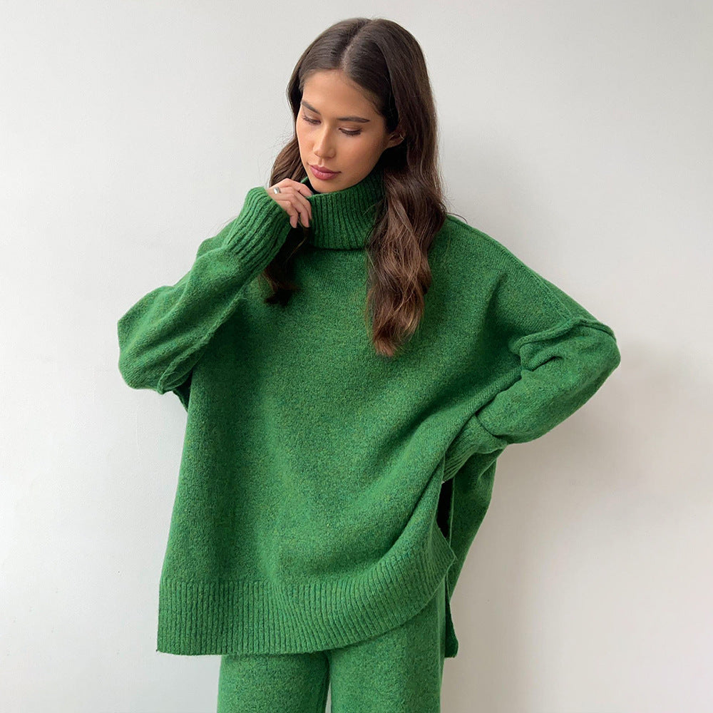 Laura Plain Turtleneck Knit Pants Set