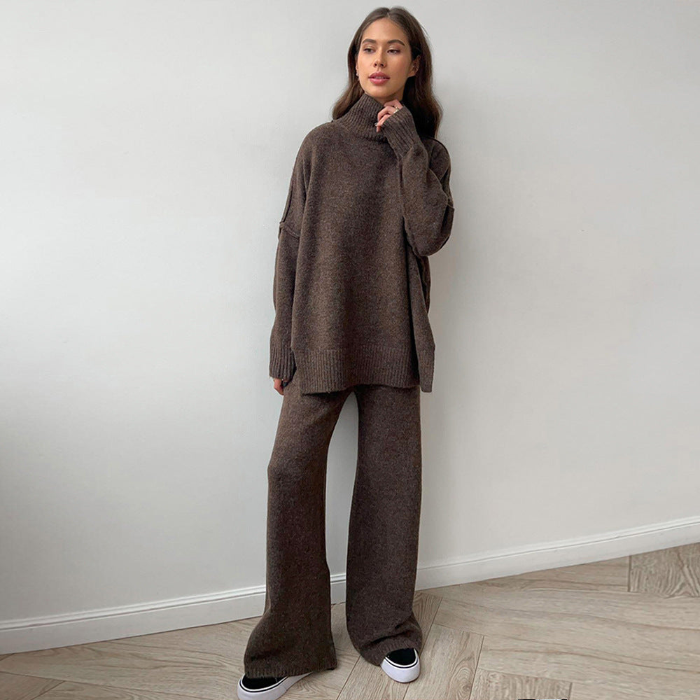 Laura Plain Turtleneck Knit Pants Set