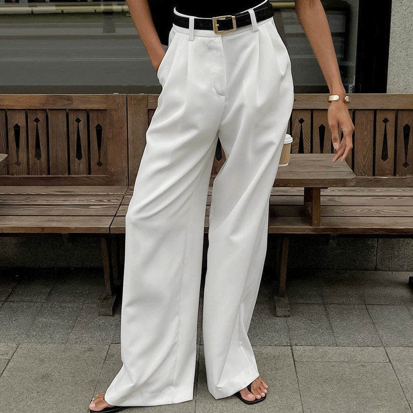 Olivia Solid Wide Leg Pants Without Belt