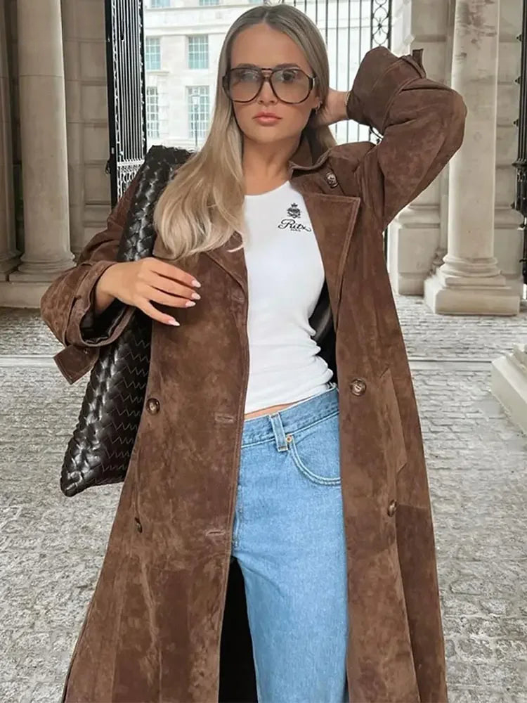 Molly - Imitation Suede Trench Coat