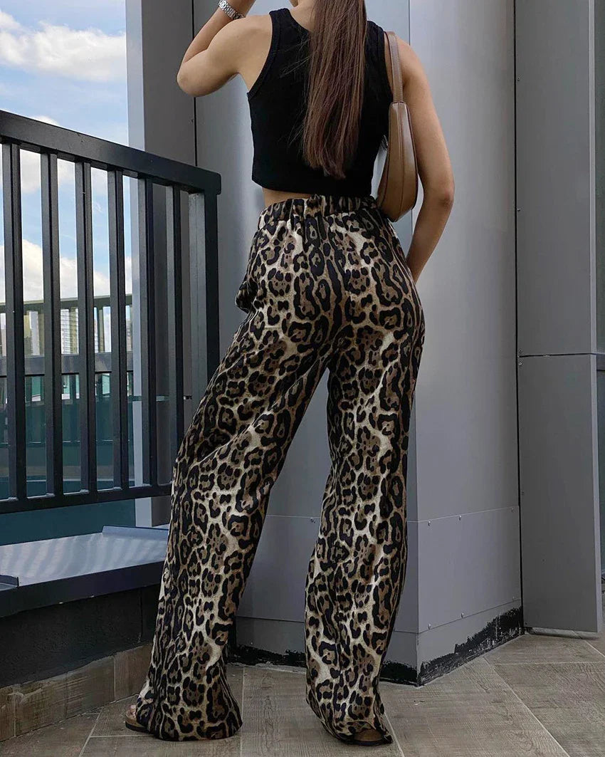 Aliza Wide-Leg Leopard Pants