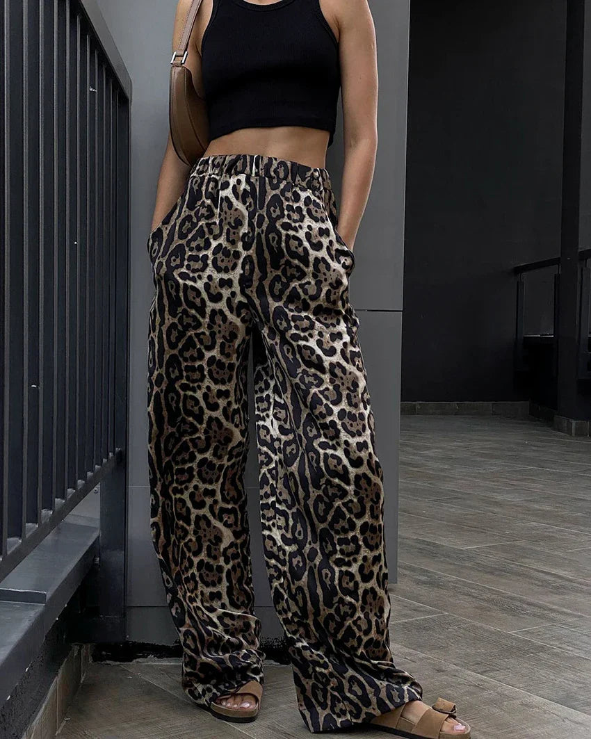 Aliza Wide-Leg Leopard Pants