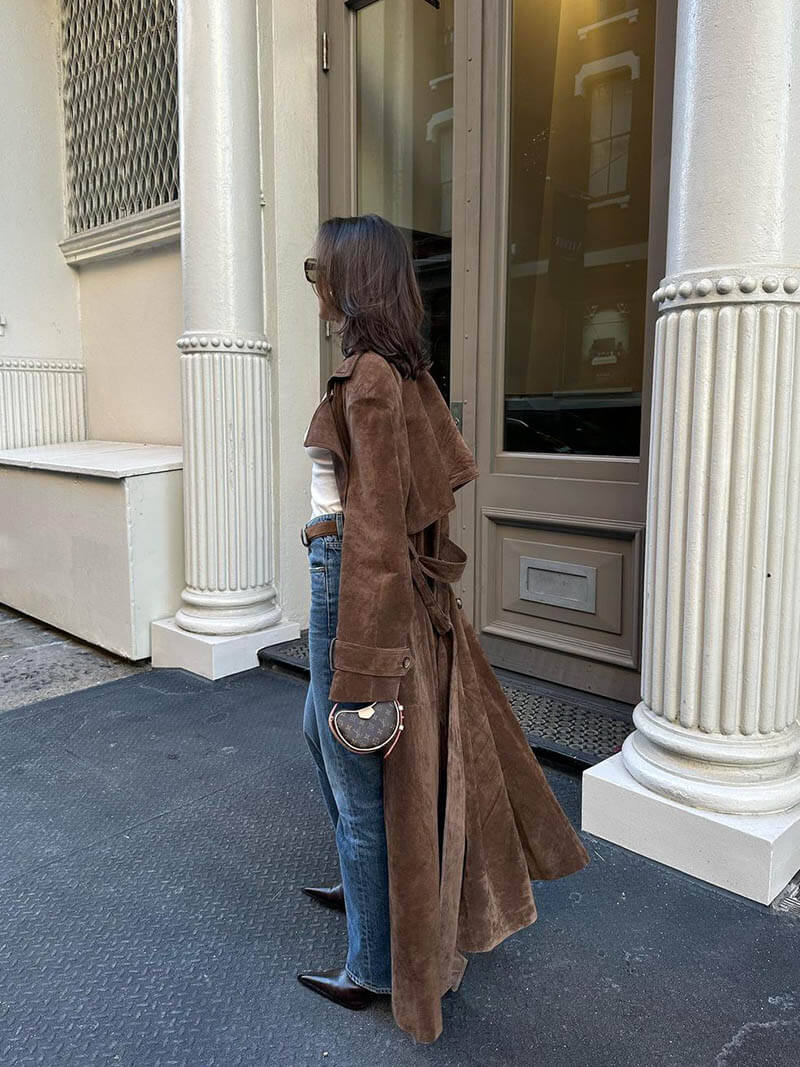 Molly - Imitation Suede Trench Coat